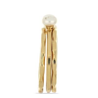 BUY STERLING SILVER GOLD PLATED NATURAL WHITE PEARL GEMSTONE RING